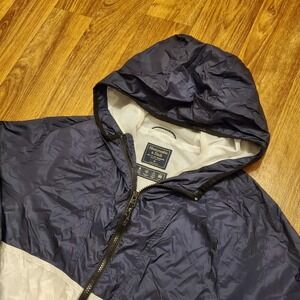 Abercrombie & Fitch Windbreaker Jacket Adult Medium Blue White Packable Hiking